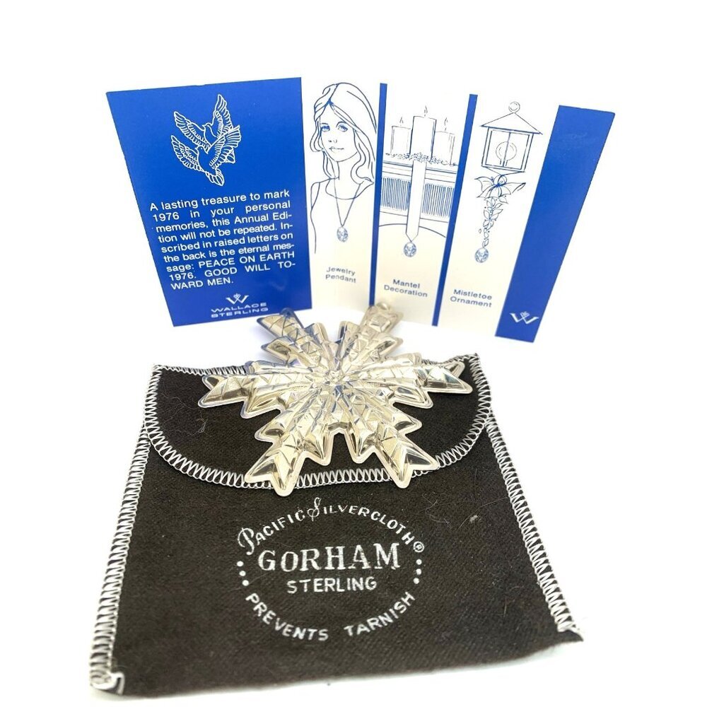 GORHAM Sterling Silver Christmas 1978 Snowflake Ornament Pendant Medallion